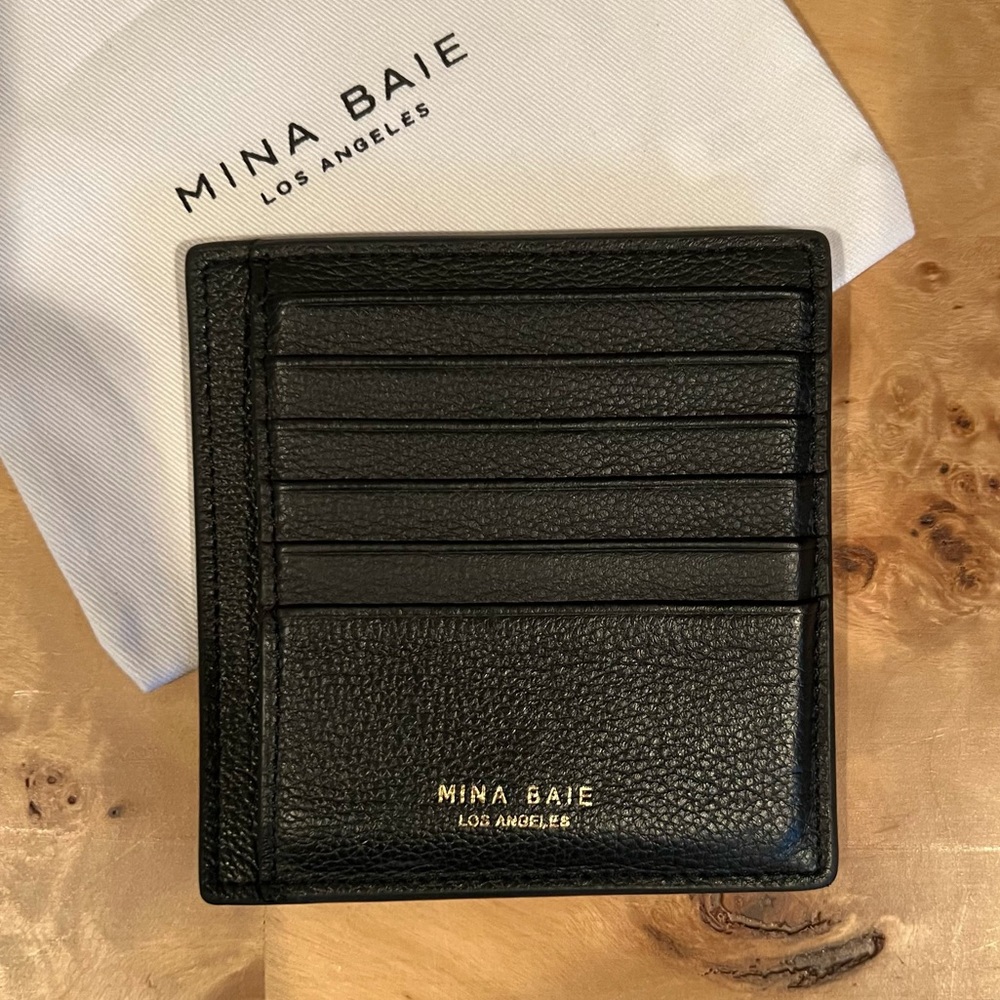 Mina Baie Black Leather Card Holder Wallet